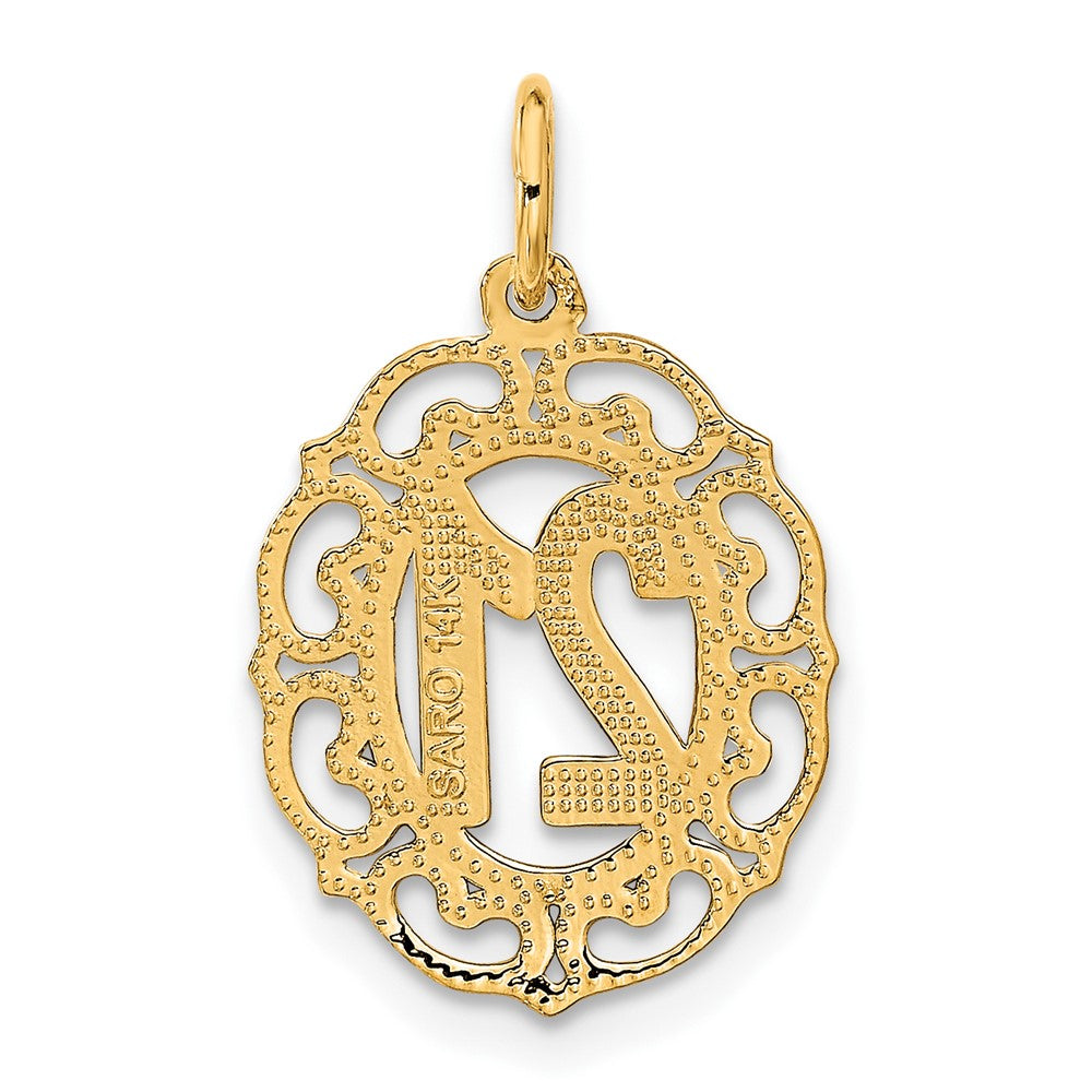 14k Diamond-cut 21 in Oval Pendant
