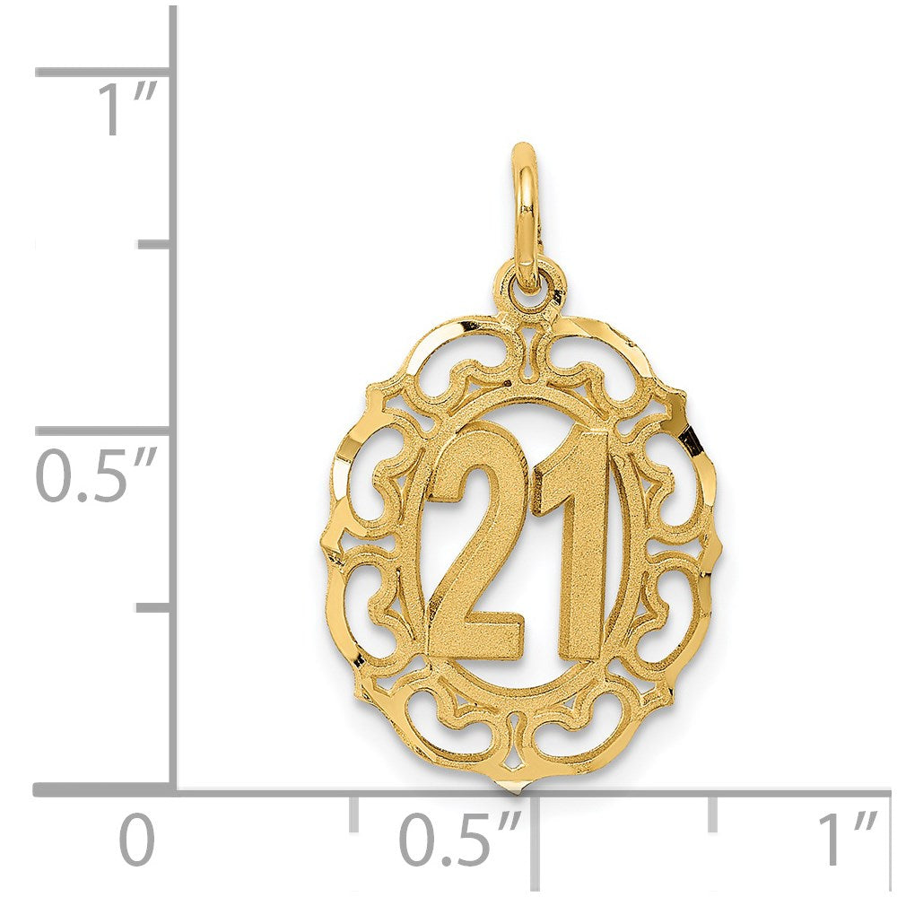14k Diamond-cut 21 in Oval Pendant