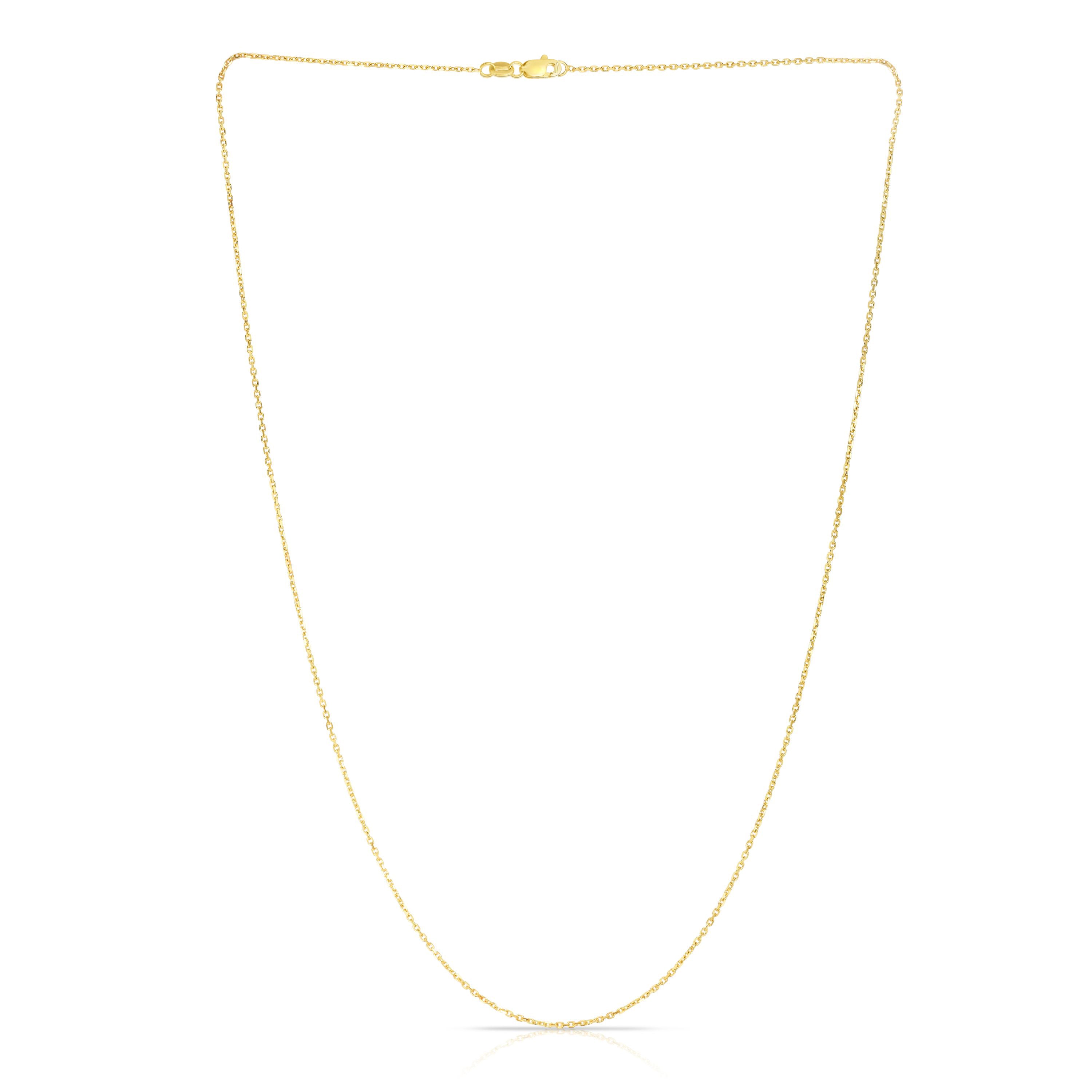 14K Yellow Gold 0.87mm Diamond Cut Cable 20" Chain with Lobster Lock