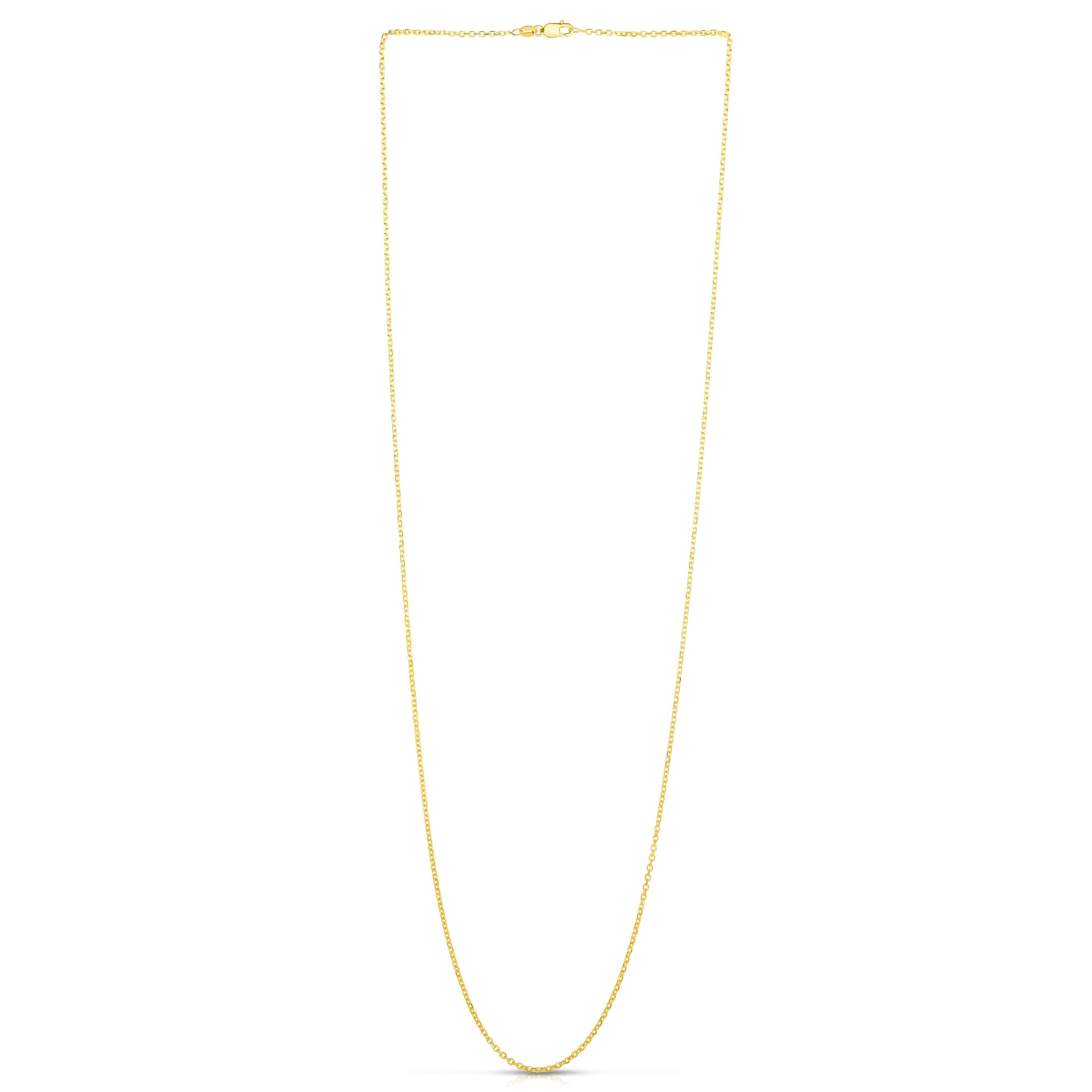 14K Yellow Gold 1.5mm Diamond Cut Cable 30" Chain with Lobster Lock