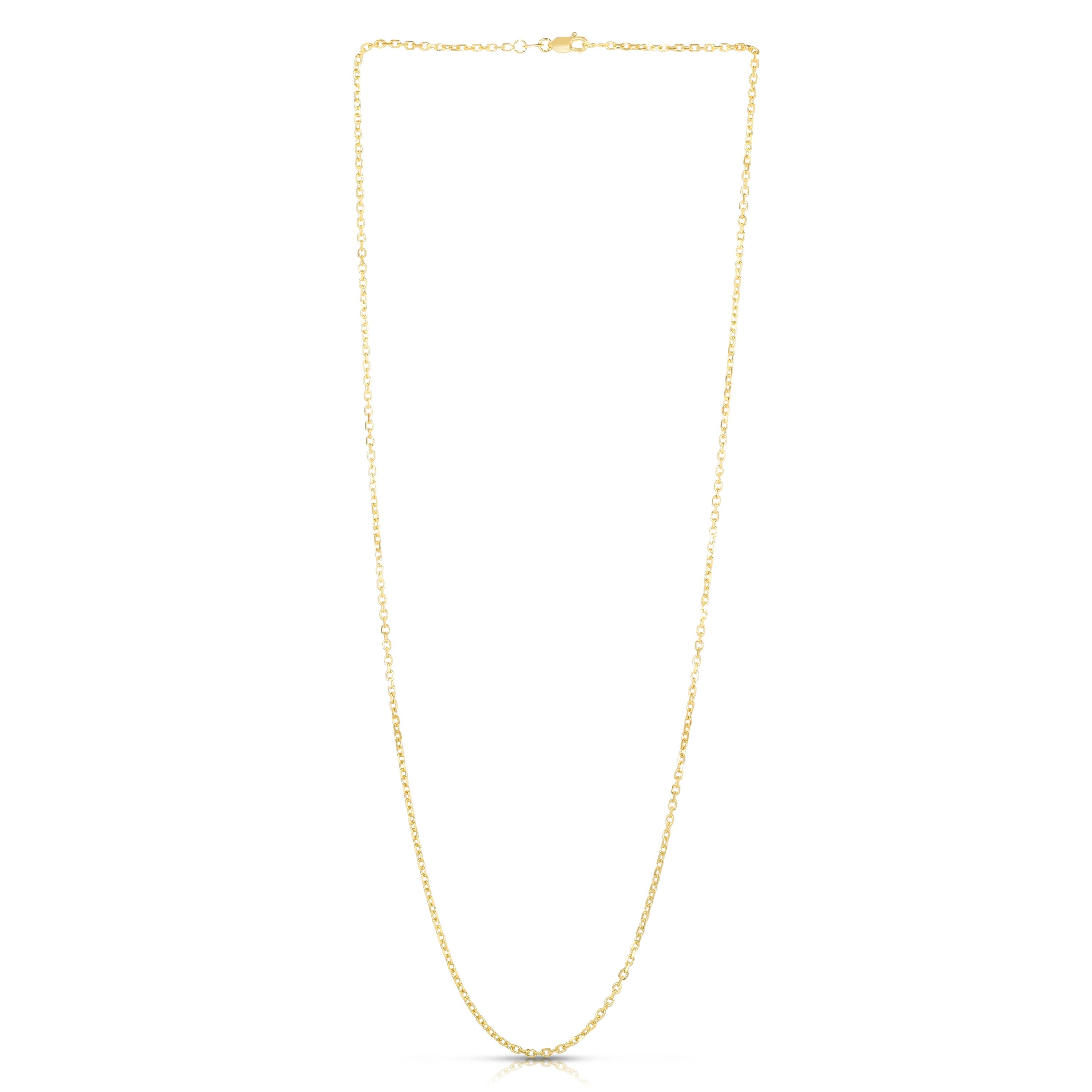 14K Yellow Gold 1.9mm Diamond Cut Cable 30" Chain with Lobster Lock