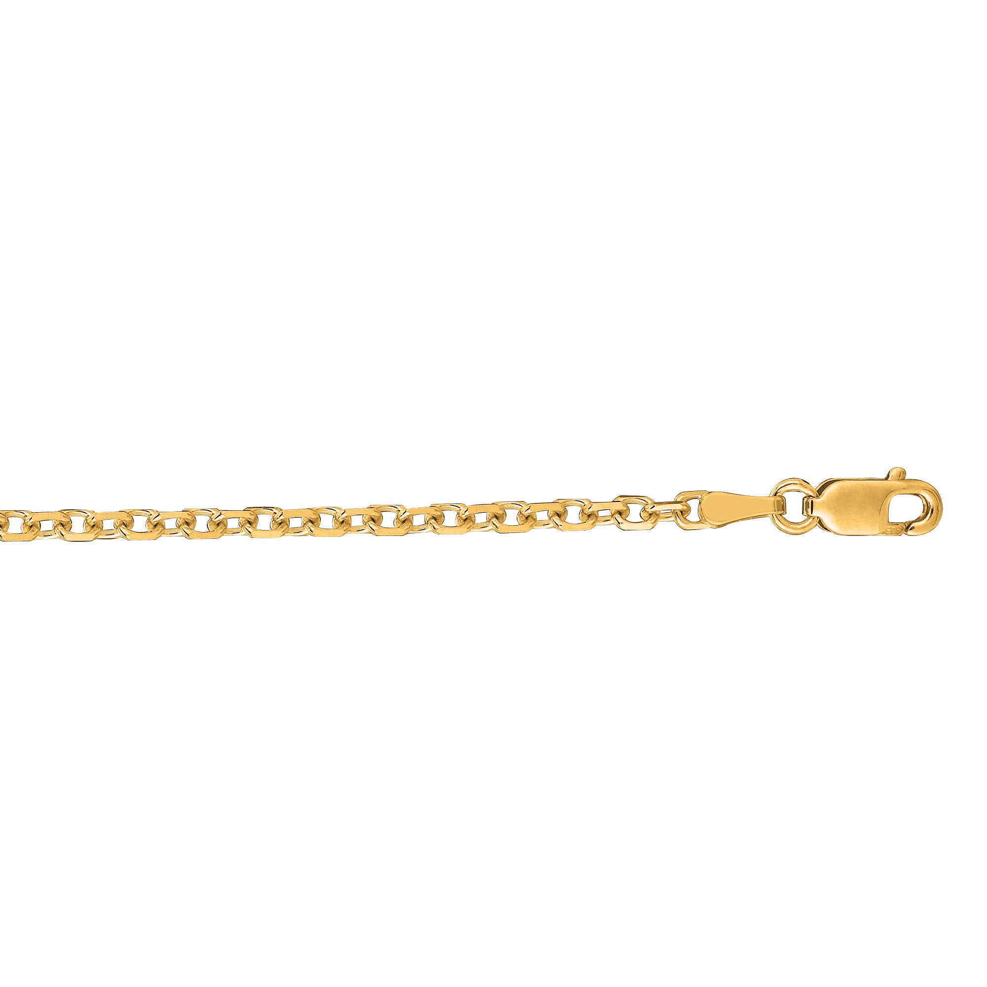 14K Yellow Gold 2.3mm Diamond Cut Cable 30" Chain with Lobster Lock