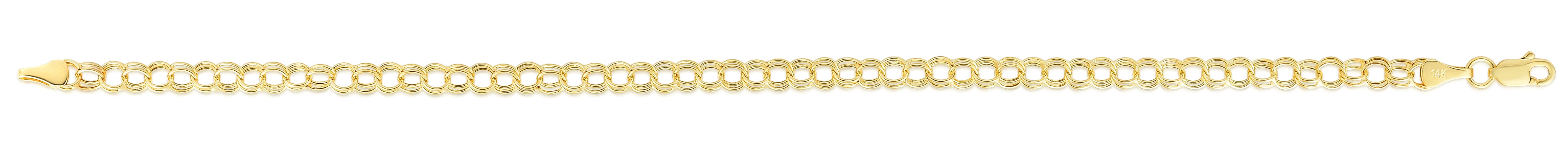 14K Yellow Gold 7.25" Mini Double Link Charm Bracelet