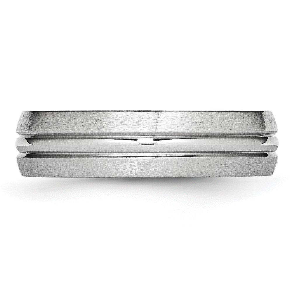 Chisel Cobalt Satin and Polished Grooved 6mm Band