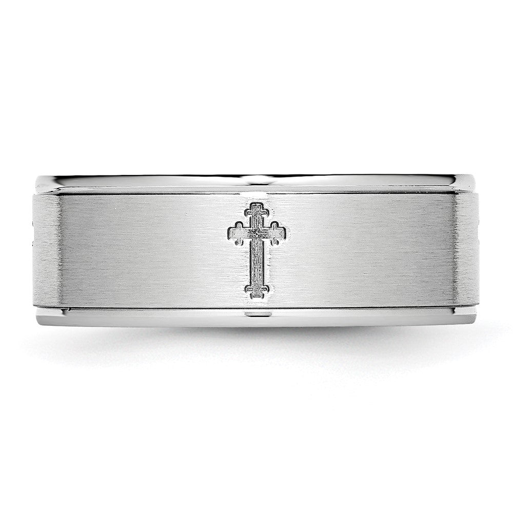 Chisel Cobalt Satin and Polished Ridged Edge 8mm Band