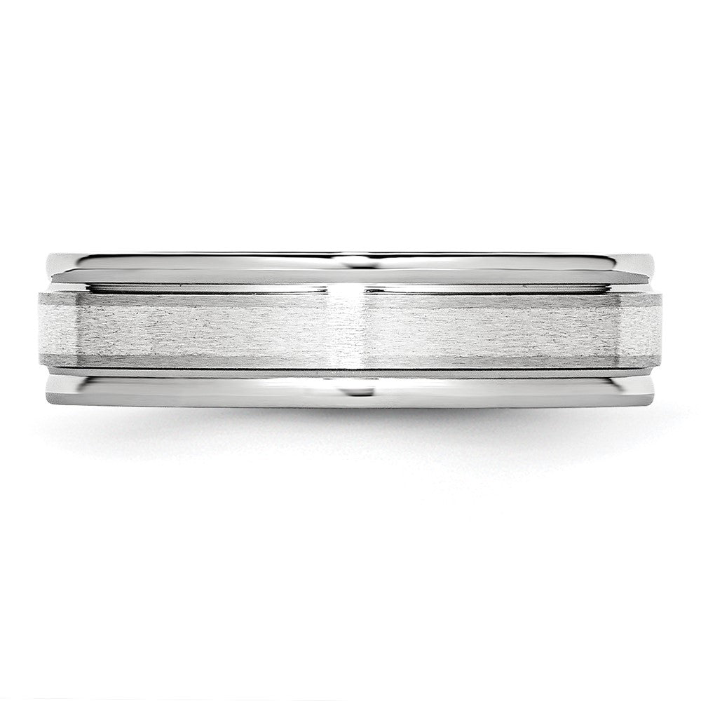 Chisel Cobalt Sterling Silver Inlay Satin and Polished 6mm Band