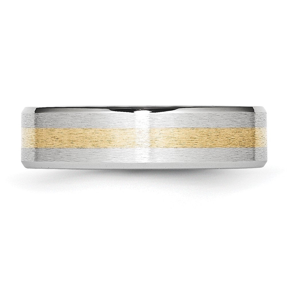 Chisel Cobalt 14k Gold Inlay Satin and Polished 6mm Band