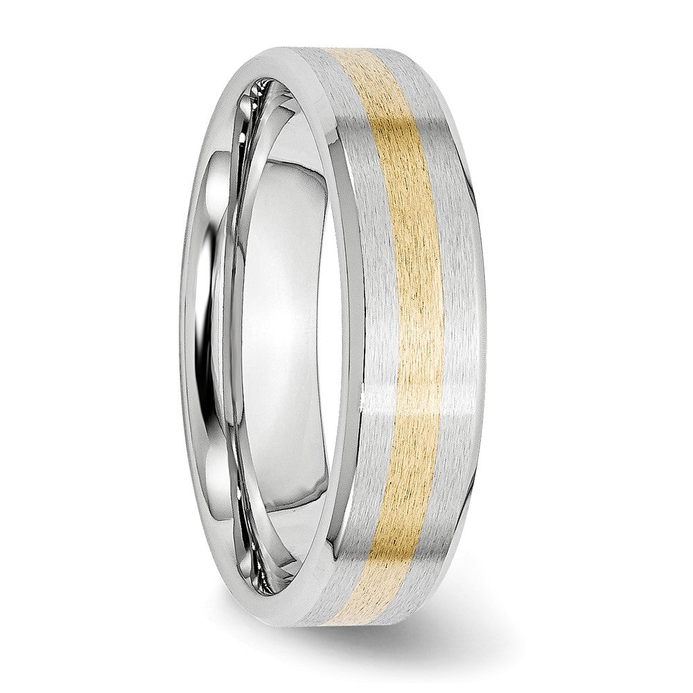 Chisel Cobalt 14k Gold Inlay Satin and Polished 6mm Band