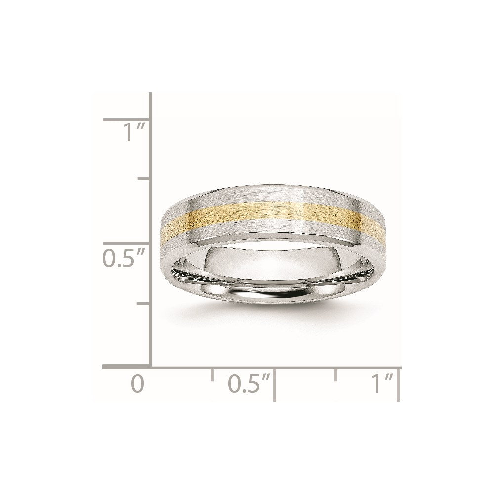 Chisel Cobalt 14k Gold Inlay Satin and Polished 6mm Band