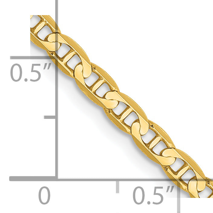 14K 20 Inch 3Mm Concave Anchor With Lobster Clasp Chain