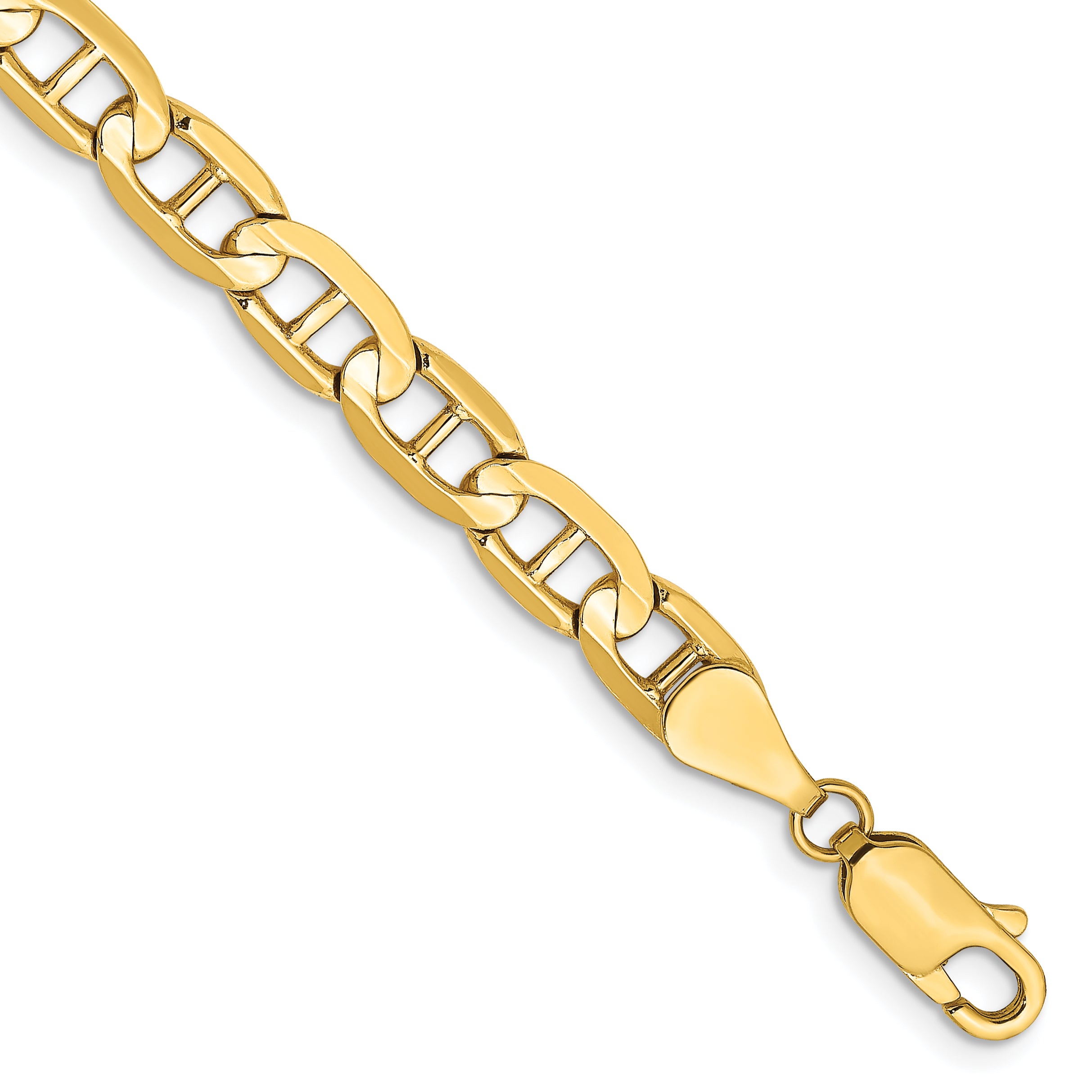 14K 9 Inch 5.25Mm Concave Anchor With Lobster Clasp Chain