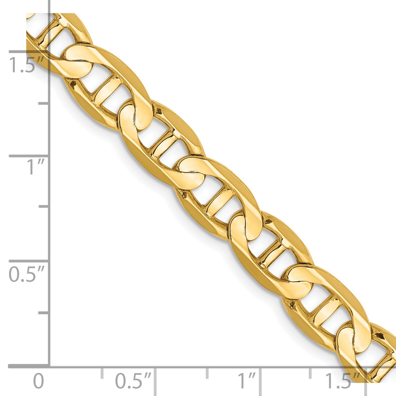 14K 20 Inch 7Mm Concave Anchor With Lobster Clasp Chain