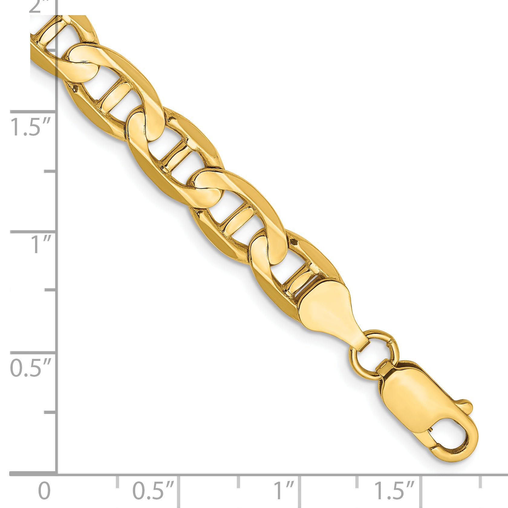 14K 9 Inch 7Mm Concave Anchor With Lobster Clasp Chain