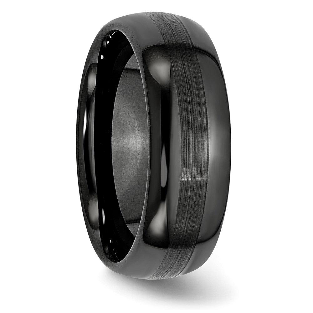 Chisel Ceramic Black 8mm Brushed and Polished Band