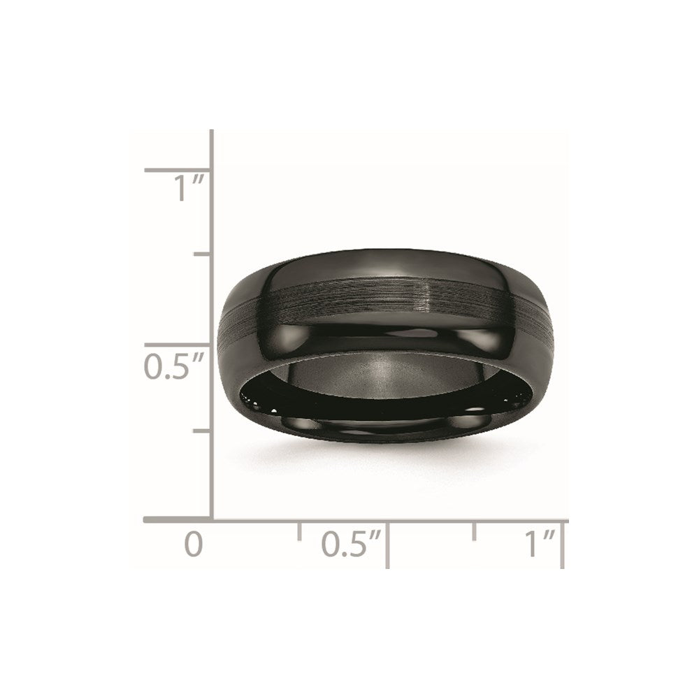 Chisel Ceramic Black 8mm Brushed and Polished Band