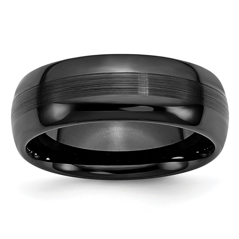 Chisel Ceramic Black 8mm Brushed and Polished Band