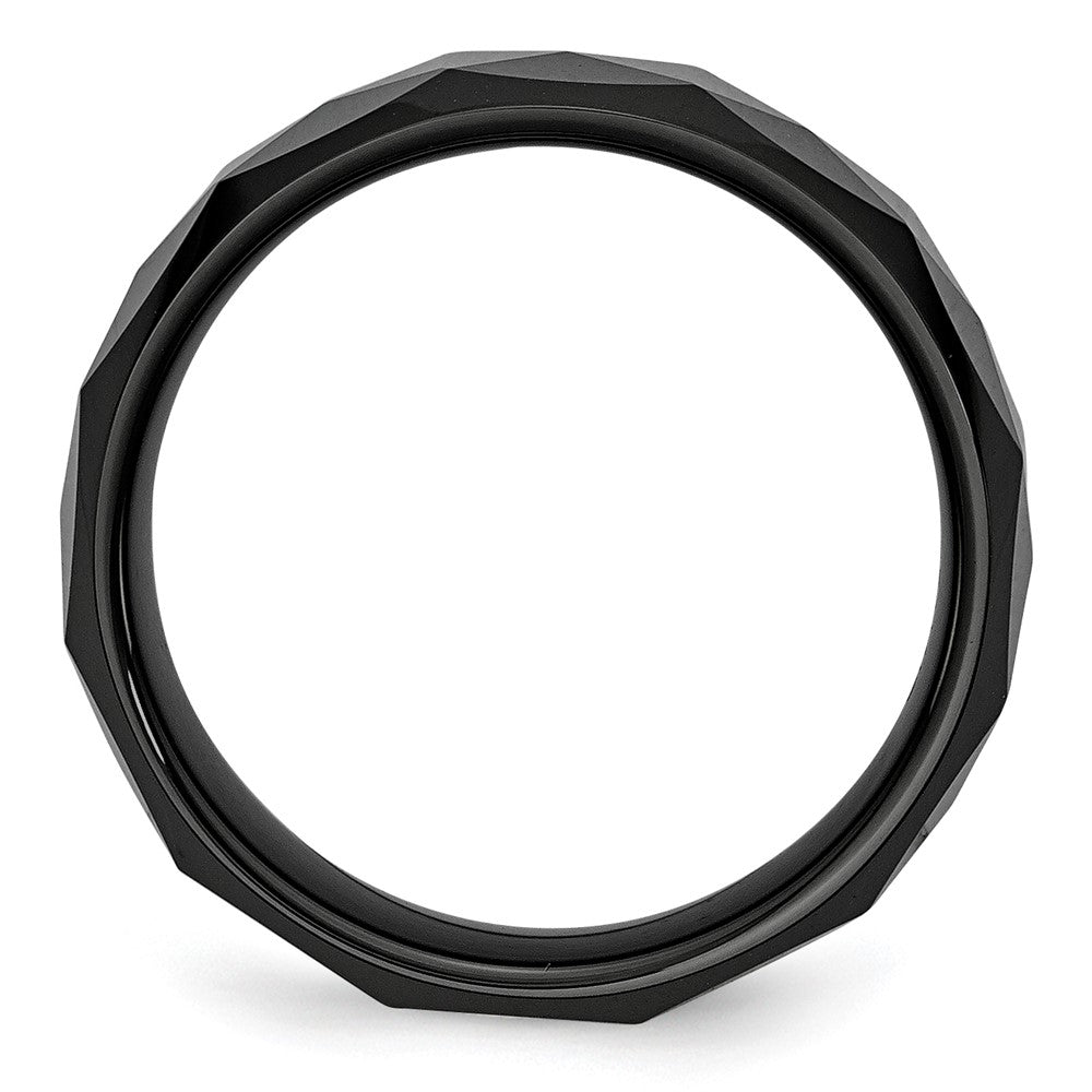 Chisel Ceramic Faceted Black 8mm Polished Beveled Edge Band