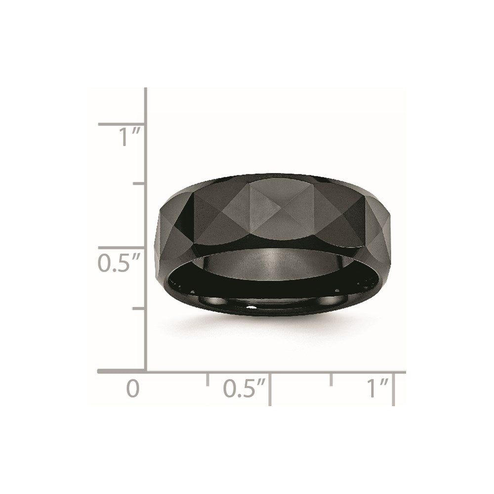 Chisel Ceramic Faceted Black 8mm Polished Beveled Edge Band