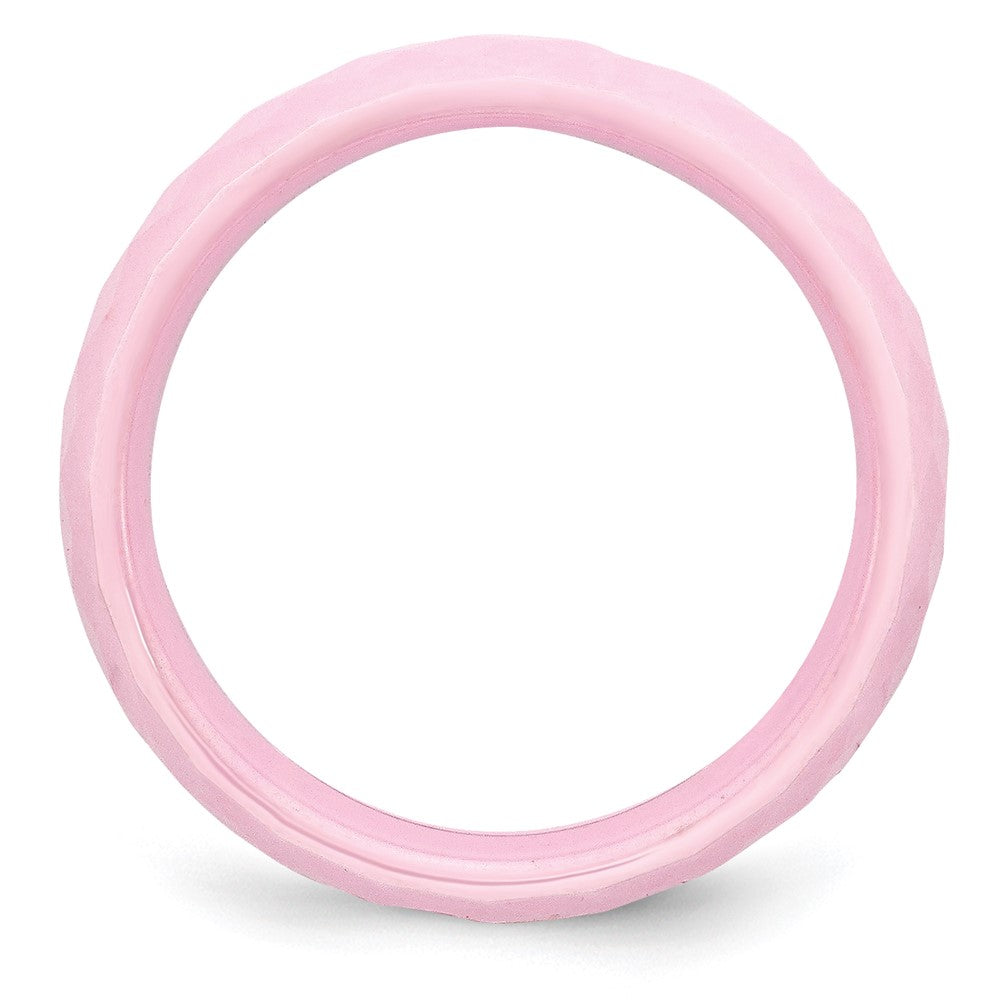 Chisel Ceramic Pink Faceted 6mm Polished Band