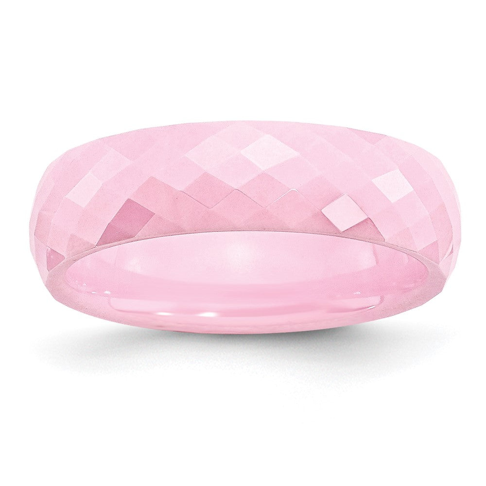 Chisel Ceramic Pink Faceted 6mm Polished Band