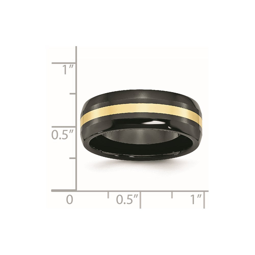 Chisel Ceramic Black with 14k Gold Inlay 8mm Polished Band