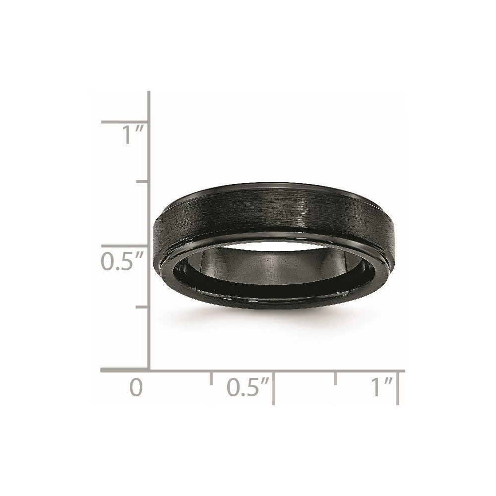 Chisel Black Ceramic Ridged Edge 6mm Brushed and Polished Band
