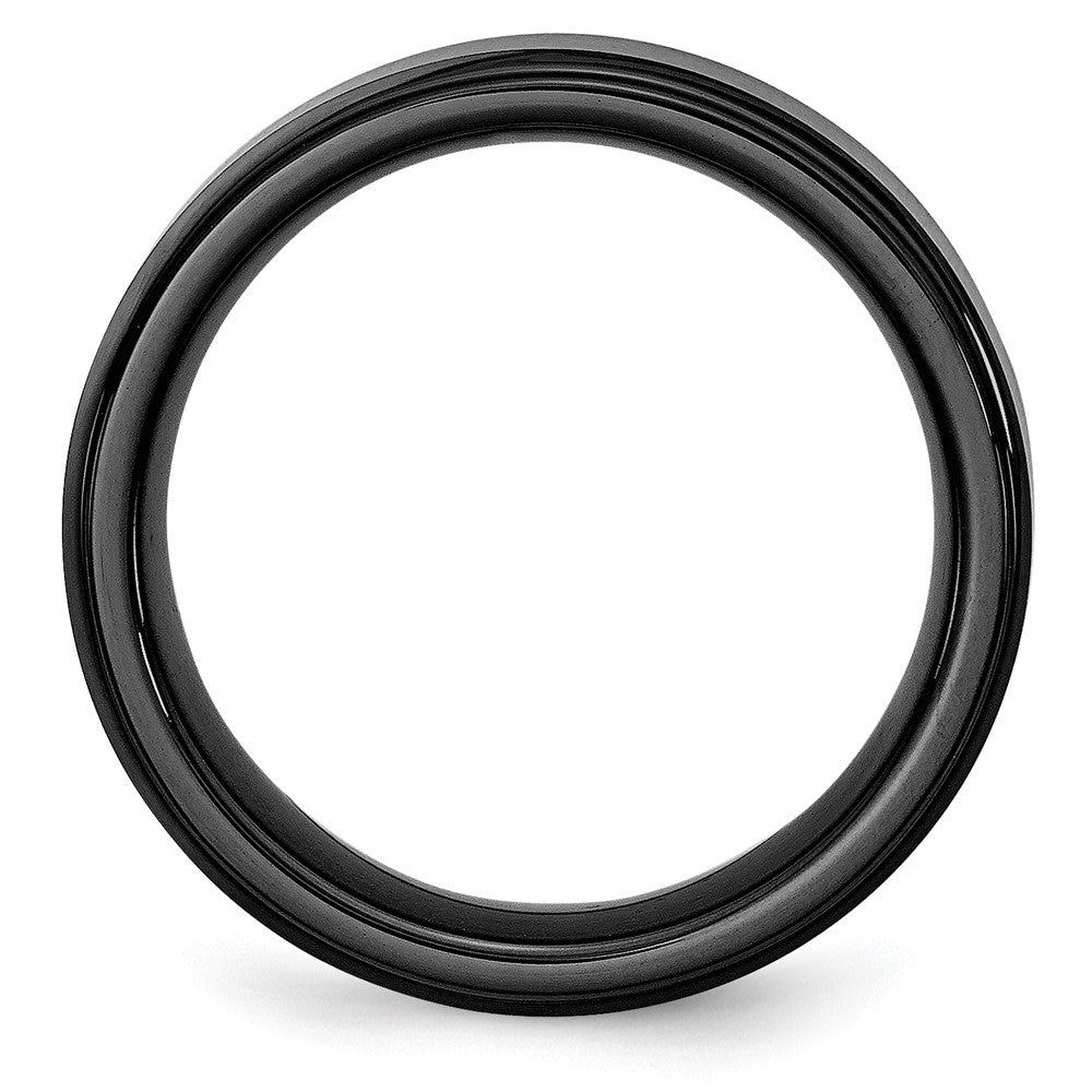 Chisel Black Ceramic Ridged Edge 8mm Brushed and Polished Band