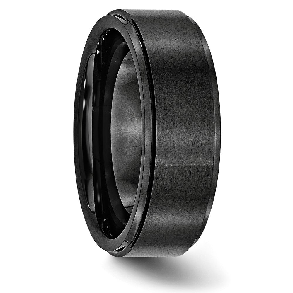 Chisel Black Ceramic Ridged Edge 8mm Brushed and Polished Band