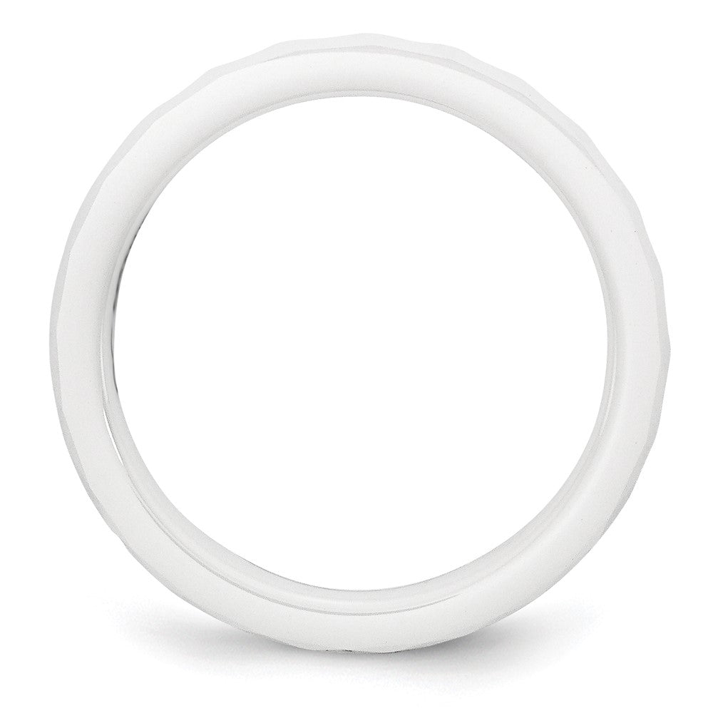 Chisel Ceramic White 4mm Faceted Polished Band