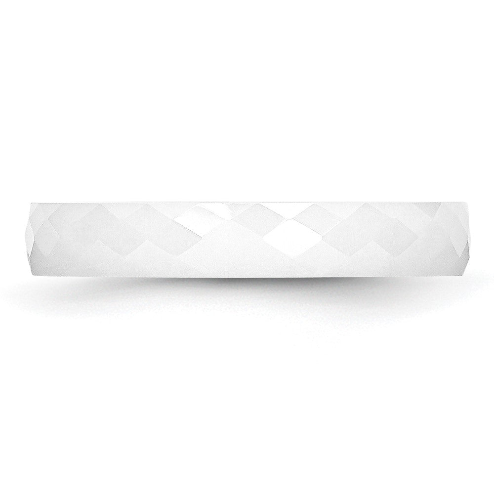 Chisel Ceramic White 4mm Faceted Polished Band