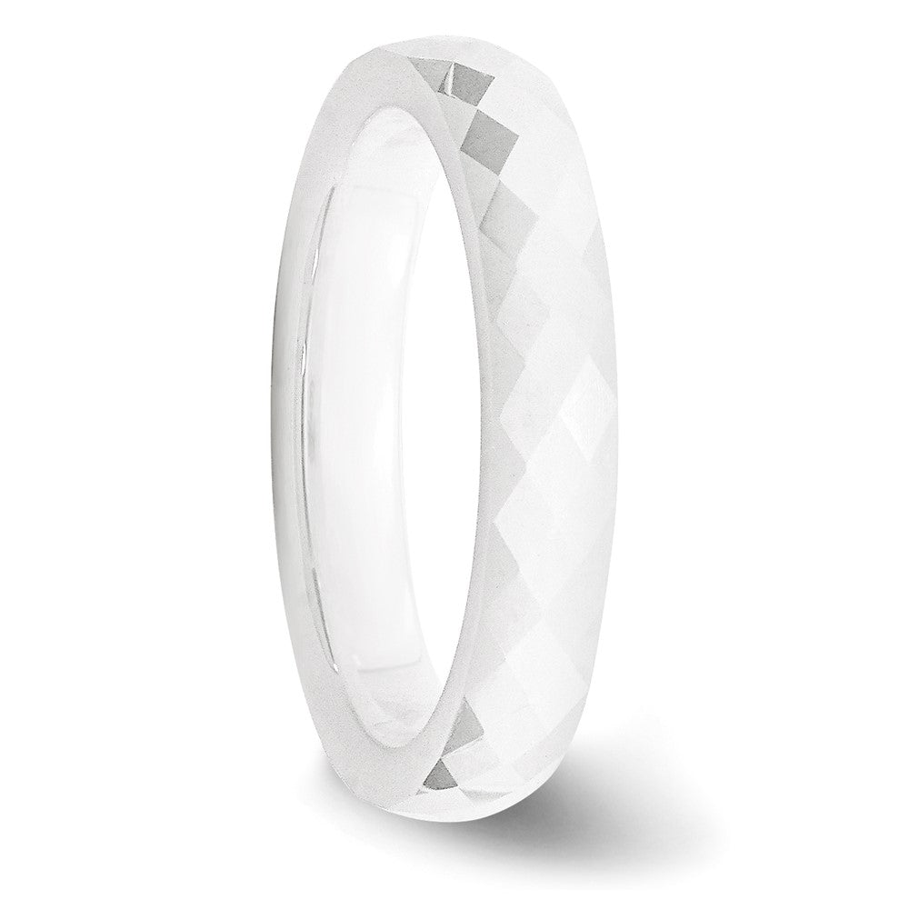 Chisel Ceramic White 4mm Faceted Polished Band