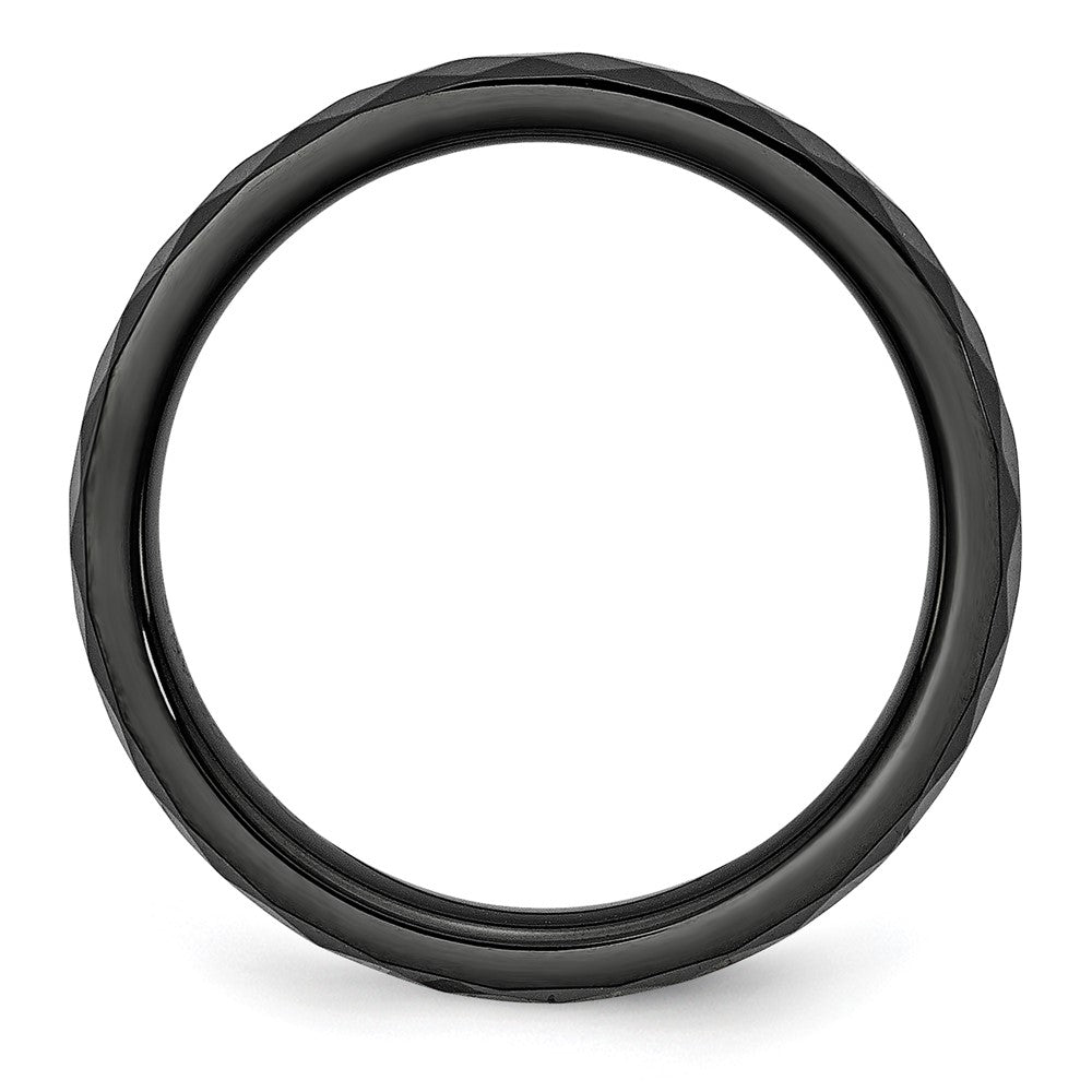 Chisel Ceramic Black 4mm Faceted Polished Band