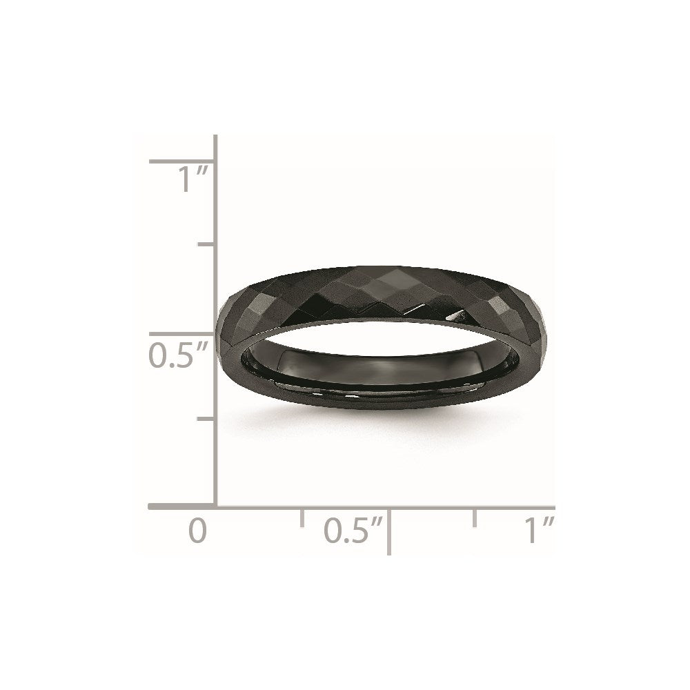 Chisel Ceramic Black 4mm Faceted Polished Band