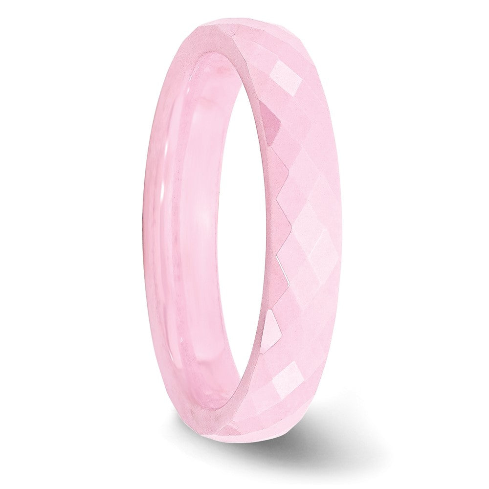 Chisel Ceramic Pink 4mm Faceted Polished Band