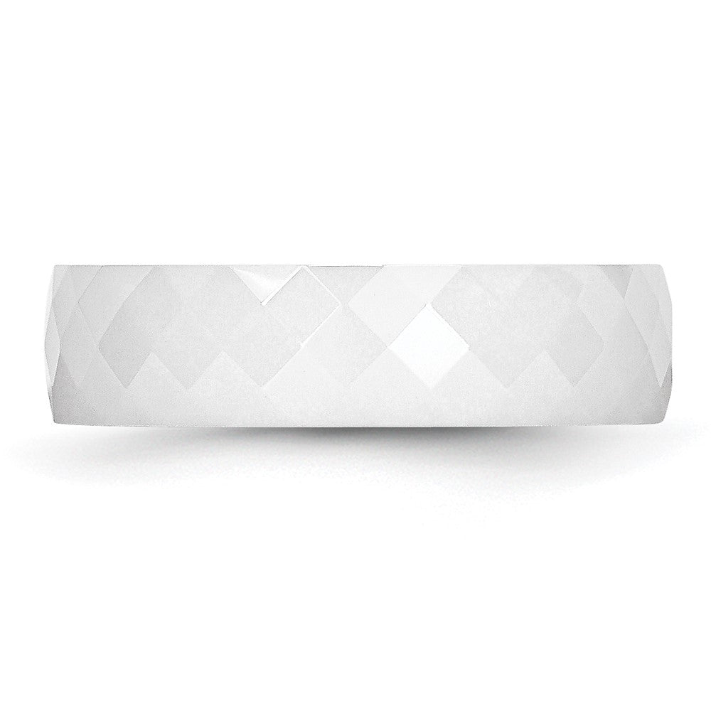 Chisel Ceramic White 6mm Faceted Polished Band