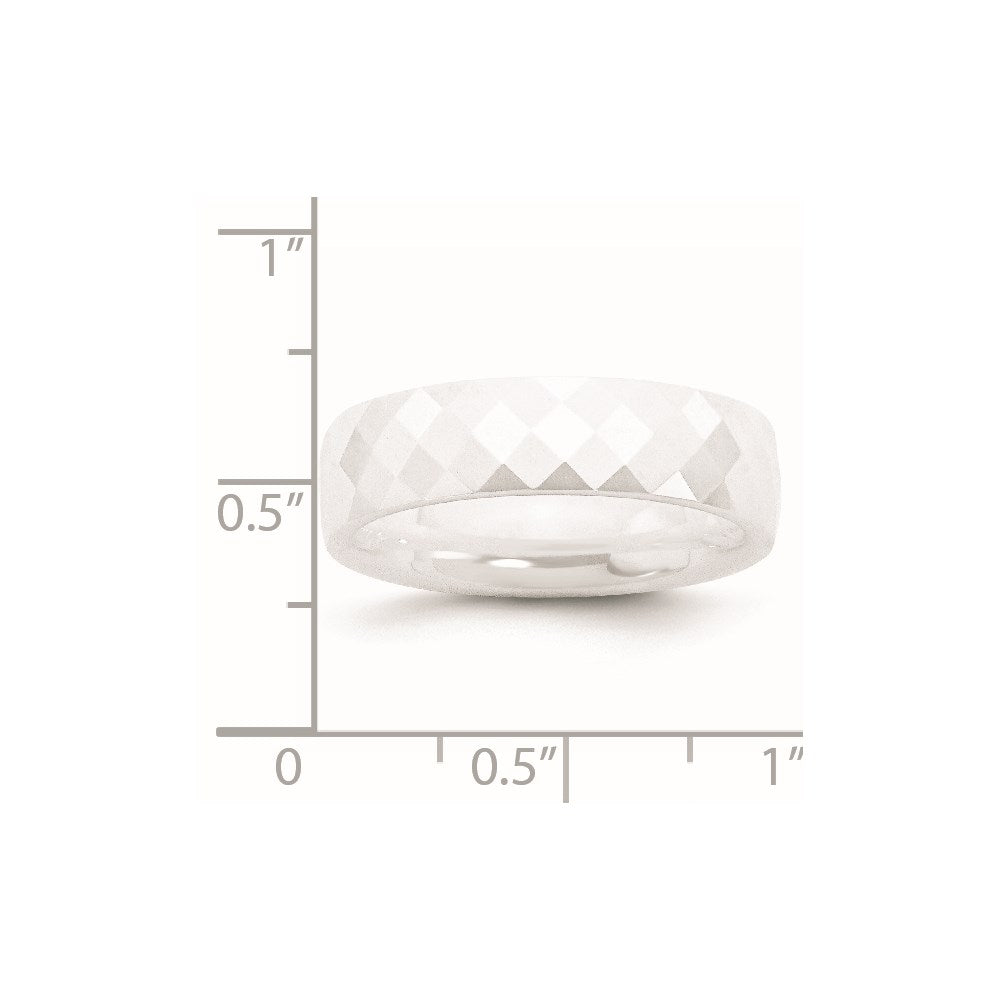 Chisel Ceramic White 6mm Faceted Polished Band