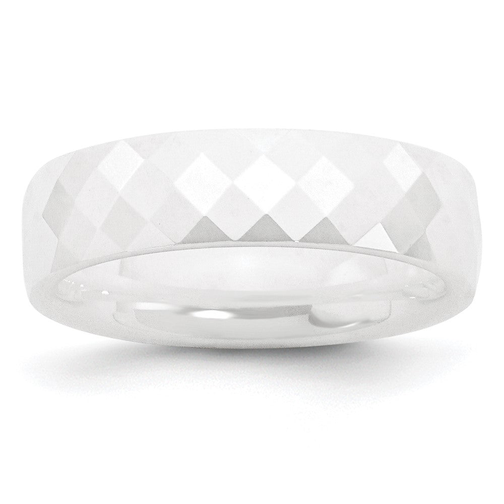 Chisel Ceramic White 6mm Faceted Polished Band