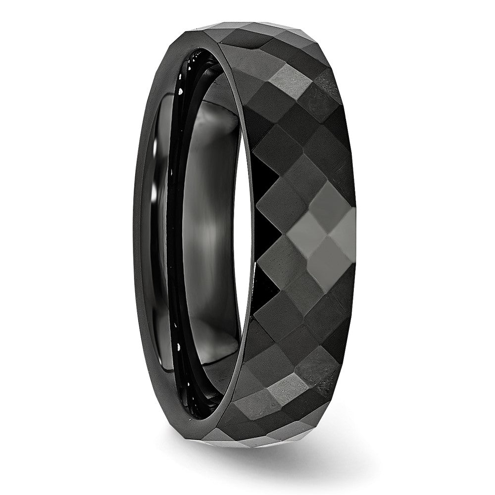 Chisel Ceramic Black 6mm Faceted Polished Band