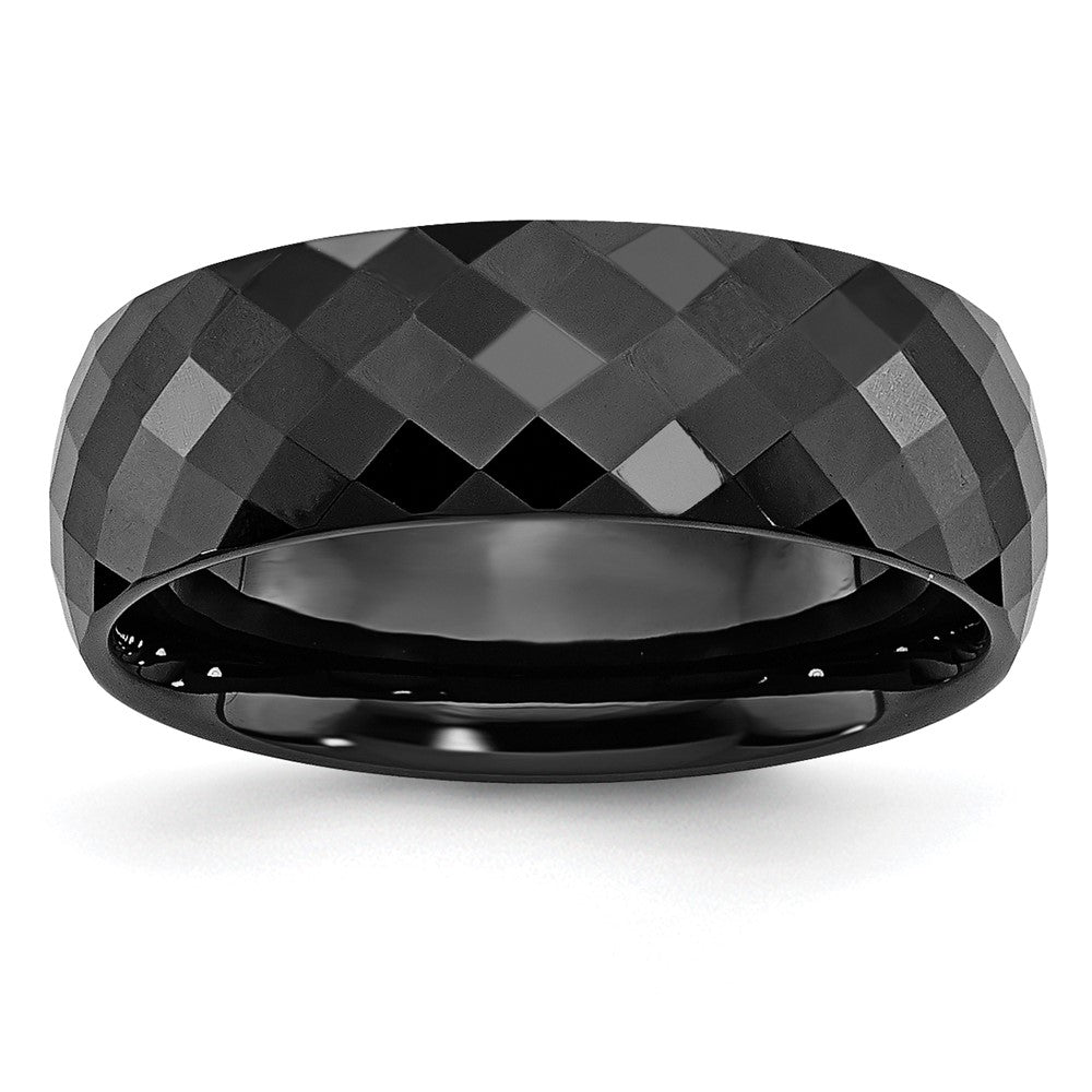 Chisel Ceramic Black Faceted 7.5mm Polished Band