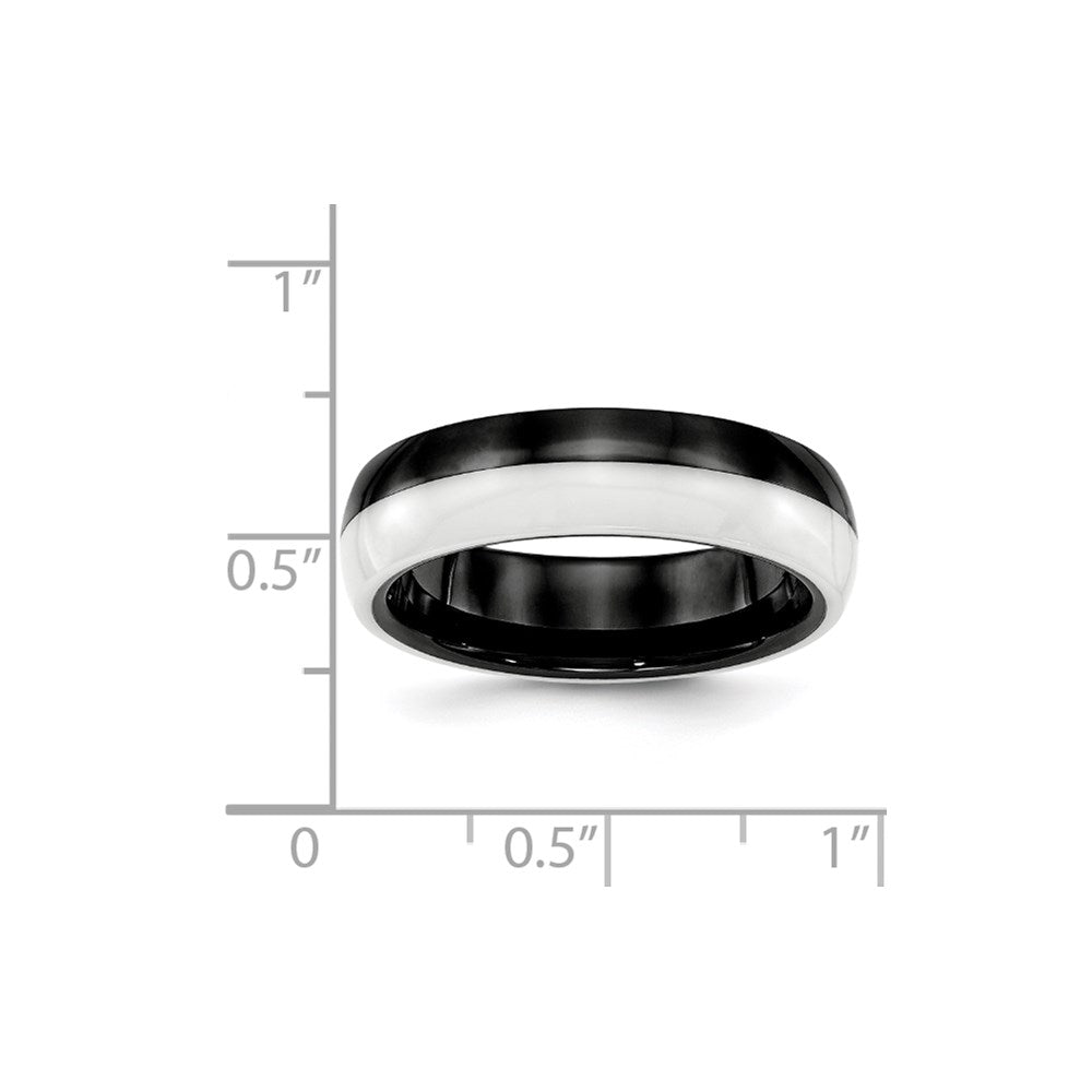 Chisel Ceramic Black and White 6mm Polished Band