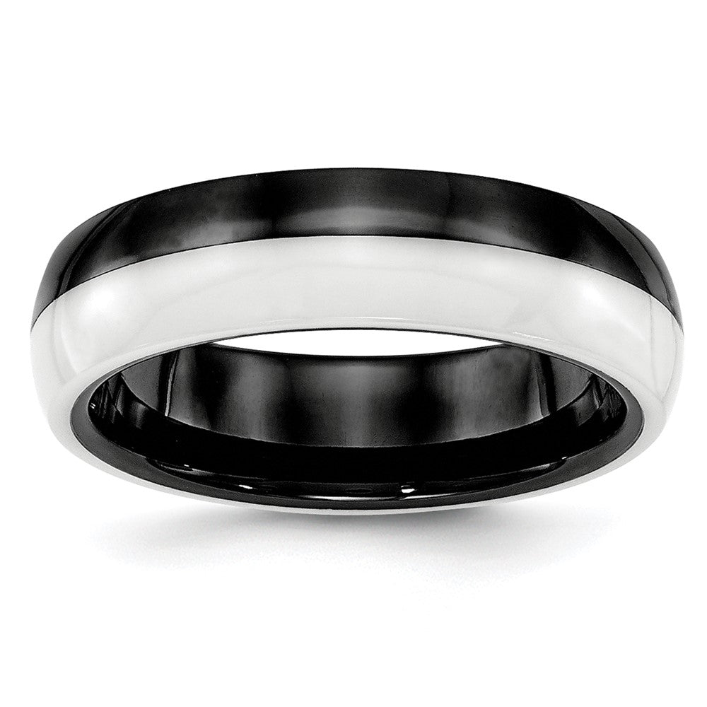 Chisel Ceramic Black and White 6mm Polished Band