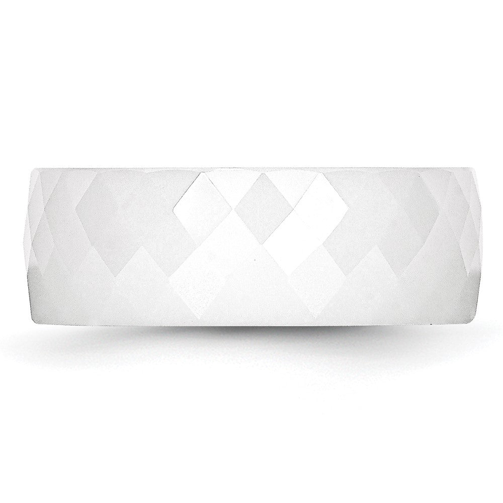 Chisel Ceramic White Faceted 8mm Polished Band