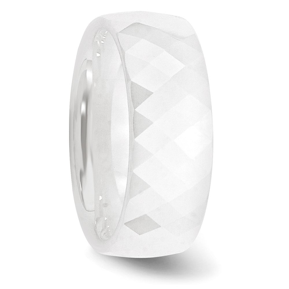 Chisel Ceramic White Faceted 8mm Polished Band