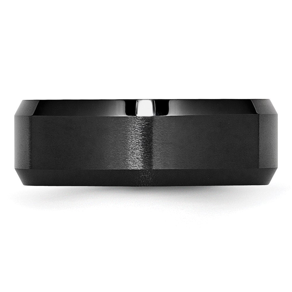 Chisel Ceramic Black Beveled Edge 8mm Brushed and Polished Band