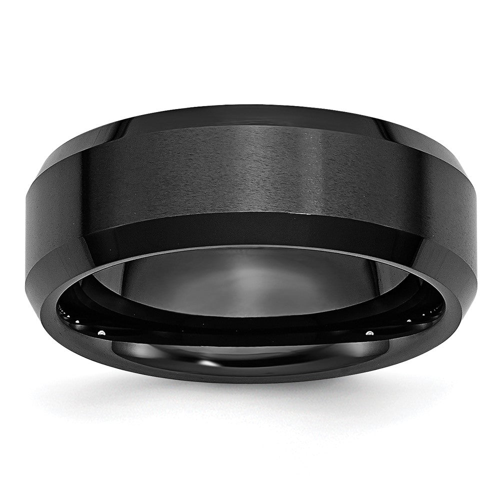 Chisel Ceramic Black Beveled Edge 8mm Brushed and Polished Band