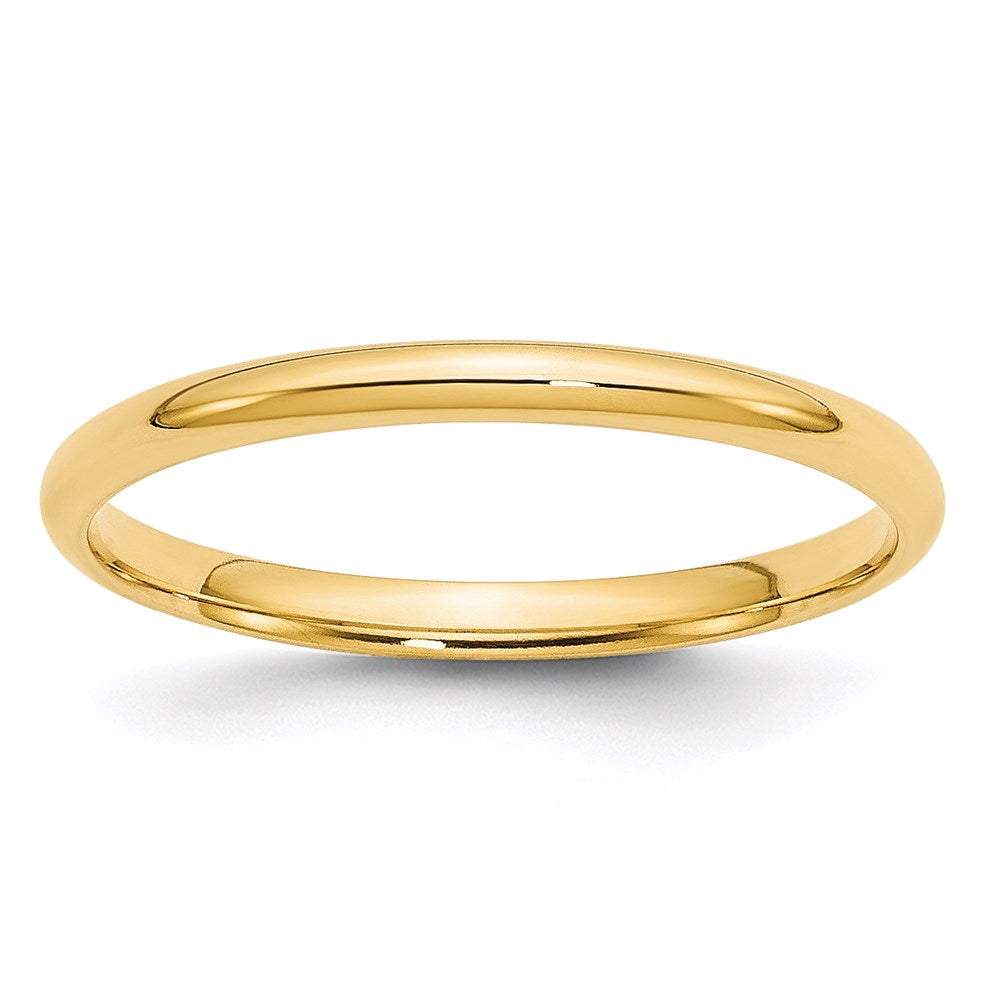 14k Yellow Gold 2mm Lightweight Comfort Fit Wedding Band Size 6