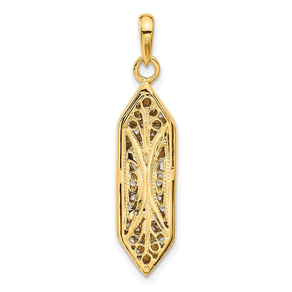 14K w/ White Rhoduim Mezuzah W/Shin Charm