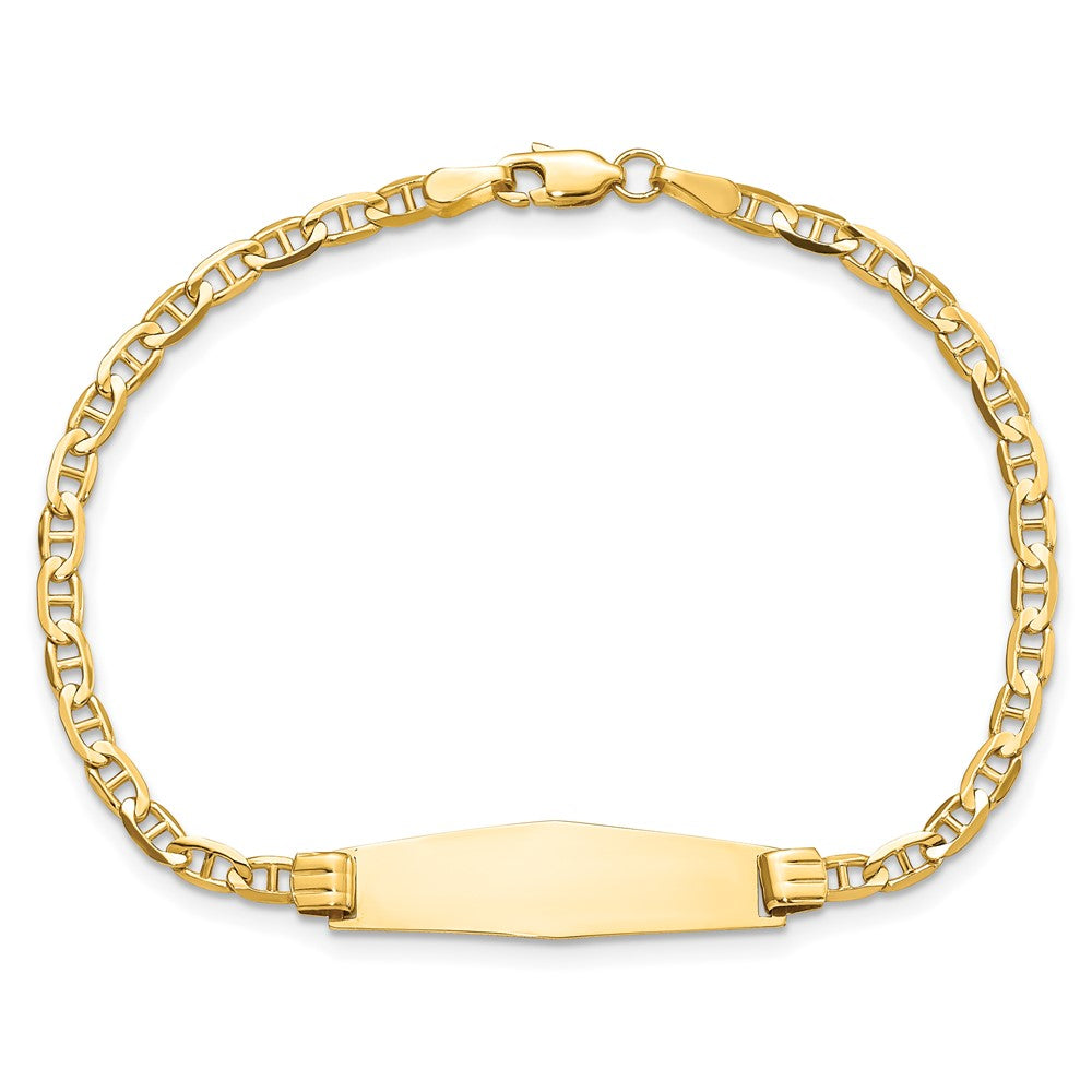 14k Soft Diamond Shape Anchor Link ID Bracelet