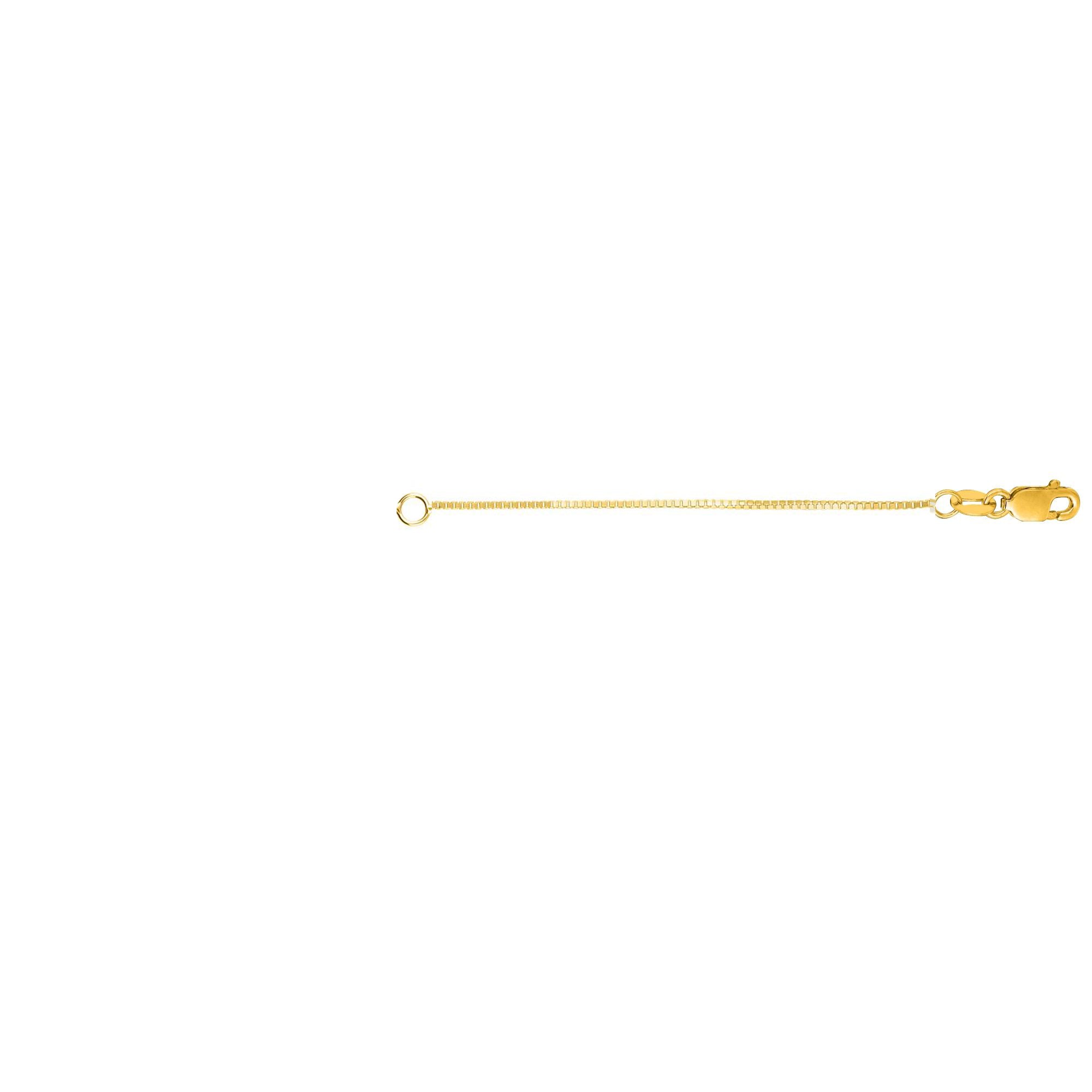 14K Yellow Gold 1.1mm Box Chain 3 inch Extender with Lobster Lock