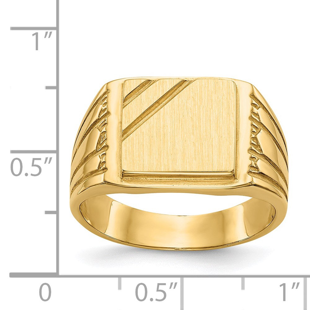 14k 11.5x11.0mm Open Back Mens Signet Ring